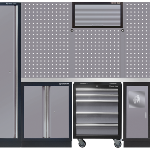 Mobilier d'atelier 3 meubles bas - gris "plan de travail inox"