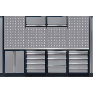 Mobilier d'atelier complet bleu "plan de travail inox"